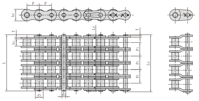 12A-4/60-4链条参数规格_A系短节距滚子链尺寸图纸